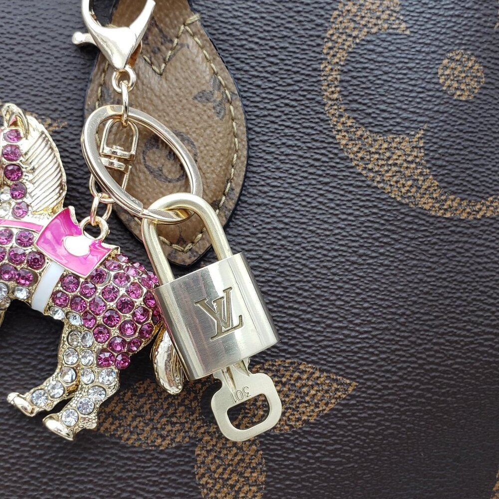 Authentic Louis Vuitton Lock & Key with Unbranded Horse Charm, Keychain - Picture 7 of 12